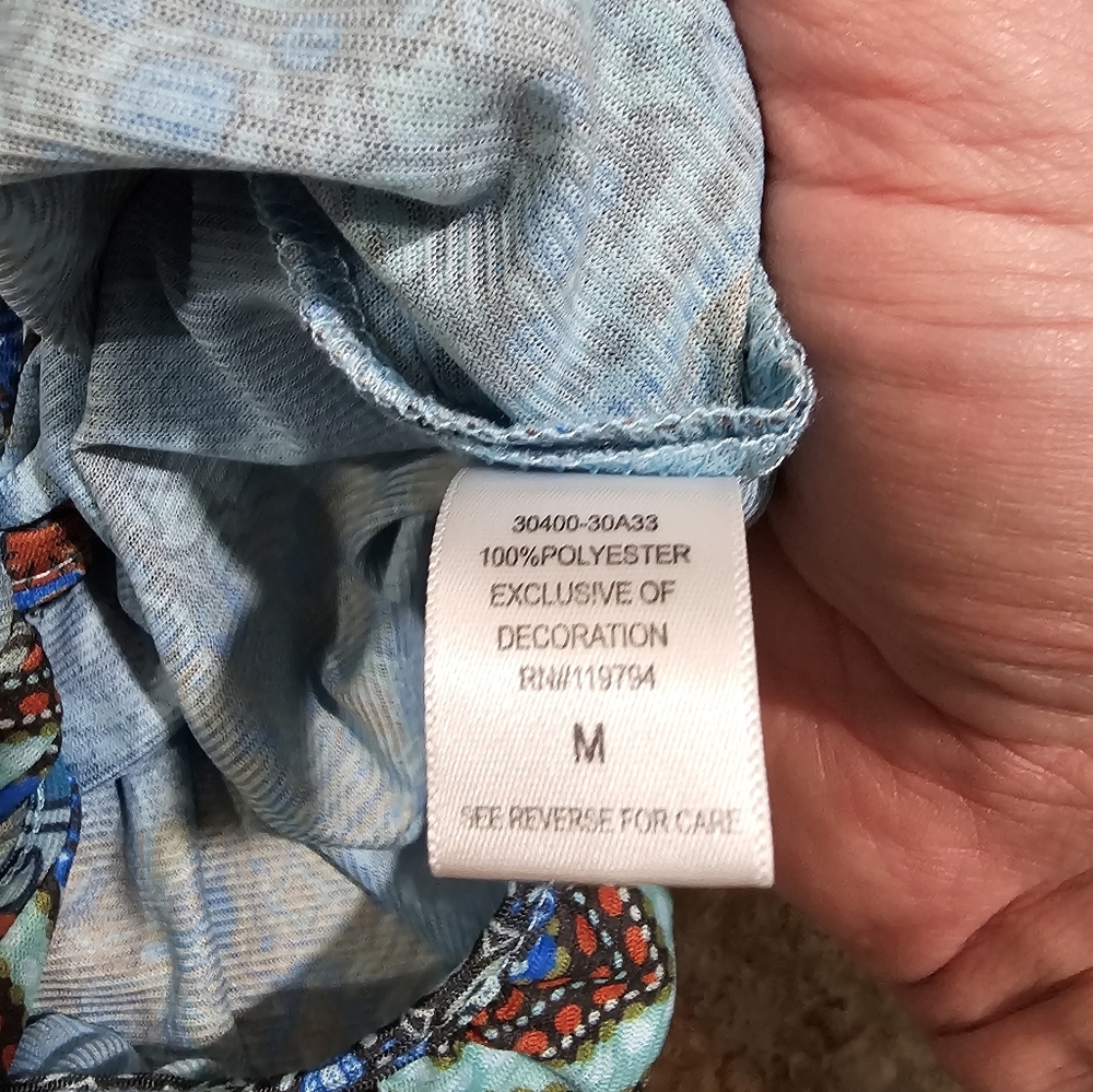 OneWorld Medium Blue Boho Patchwork Lace Tie-Fron… - image 5